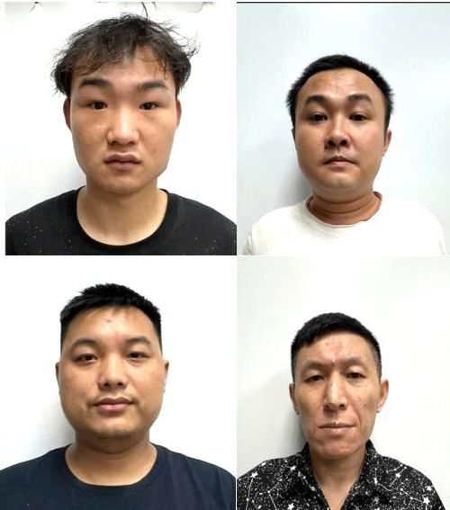 Các đối tượng người nước ngoài nhập cảnh trái phép vào Phú Quốc để lừa đảo qua không gian mạng vừa bị bắt giữ. Ảnh: Biên phòng An Giang cung cấp