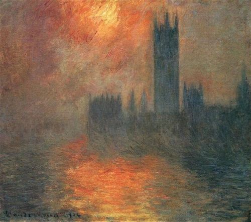  Bức tranh Le Parlement, coucher de soleil (Nhà Quốc hội, cảnh hoàng hôn) do danh họa Claude Monet vẽ. Ảnh: wikiart 