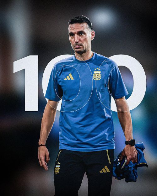 Scaloni có trận 100 dẫn Argentina. Ảnh: AFA