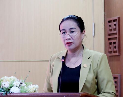 Phó Chủ tịch UBND thành phố Nguyễn Thị Anh Thi phát biểu tại hội nghị. Ảnh: TRỌNG HUY