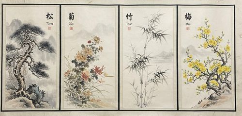 Bức tranh tứ quý và triết lý nhân sinh sâu sắc của người phương Đông. (Ảnh minh họa: AI)