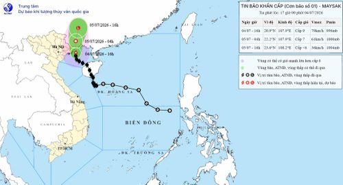 Vị trí, hướng di chuyển của bão số 1 cập nhật lúc 18h ngày 4/7