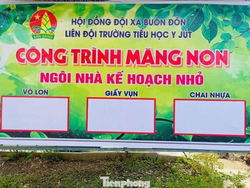 Nhằm góp phần xây dựng môi trường học đường xanh – sạch – đẹp, Liên đội Trường Tiểu học Y Jút (xã Buôn Đôn, tỉnh Đắk Lắk) triển khai mô hình phân loại rác thải.