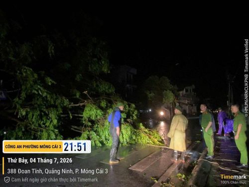 Nhiều khu vực trên địa bàn phường Móng Cái 3 mất điện do ảnh hưởng của bão.