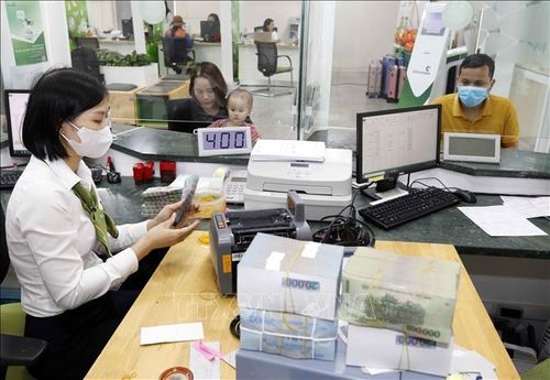 Khách hàng giao dịch tại Vietcombank chi nhánh Vĩnh Phúc. Ảnh minh họa: Trần Việt/TTXVN