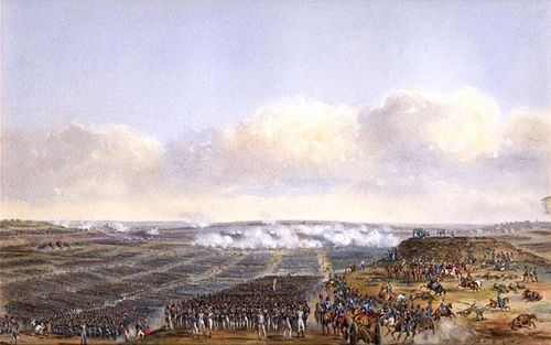  Bức tranh thu nhỏ do một họa sĩ vẽ tại chỗ về một trong những trận đánh của Napoléon (một trong loạt tranh được Napoléon đặt hàng). Ảnh: walkerdigital. 