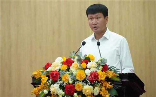 Đồng chí Trần Huy Tuấn, Ủy viên Trung ương Đảng, Bí thư Tỉnh ủy Ninh Bình phát biểu tại hội nghị.