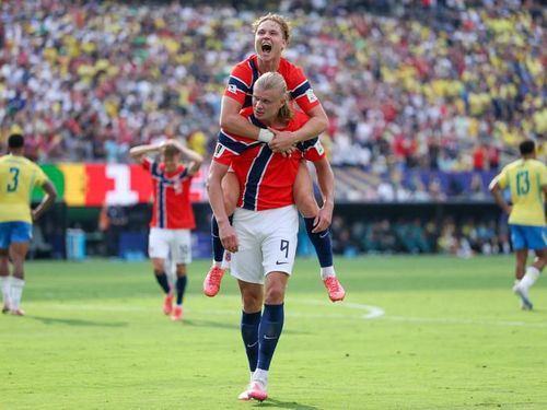 Haaland ghi 2 bàn loại Brazil. Ảnh: FIFA