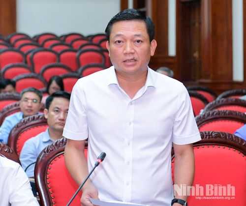 Đồng chí Nguyễn Cao Sơn, Tỉnh ủy viên, Phó Chủ tịch UBND tỉnh phát biểu thảo luận tại tổ số 3.