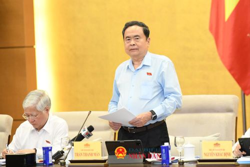 Chủ tịch Quốc hội Trần Thanh Mẫn phát biểu tại cuộc họp giao ban Lãnh đạo Quốc hội với Thường trực các cơ quan của Quốc hội, Văn phòng Quốc hội. Ảnh: Lâm Hiển