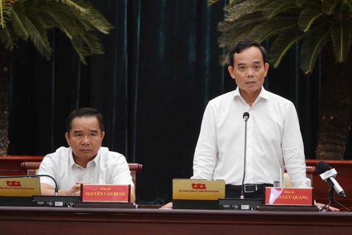 Bí thư Thành ủy TP. Hồ Chí Minh Trần Lưu Quang phát biểu tại hội nghị. (Ảnh: Cổng thông tin điện tử TP.HCM).