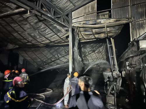  Hiện trường sau khi dập tắt vụ cháy. Ảnh: CÔNG AN CUNG CẤP 