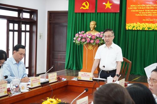 Đồng chí Đặng Minh Thông phát biểu kết luận buổi làm việc. Ảnh: PHƯƠNG UYÊN