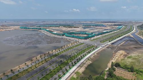 Đại lộ Thời Đại dài khoảng 12km, rộng tới 120m sẽ là trục xương sống của dự án. Hai bên tuyến đường, hàng nghìn cây xanh đã được đưa về trồng và chăm sóc.