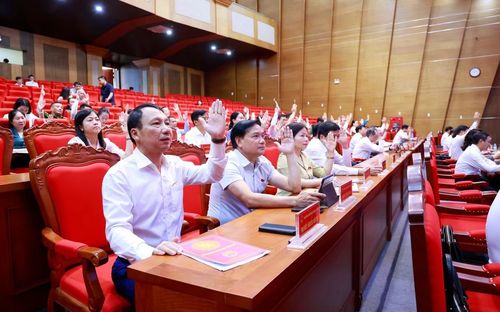 Đại biểu HĐND tỉnh Bắc Ninh biểu quyết tại kỳ họp.