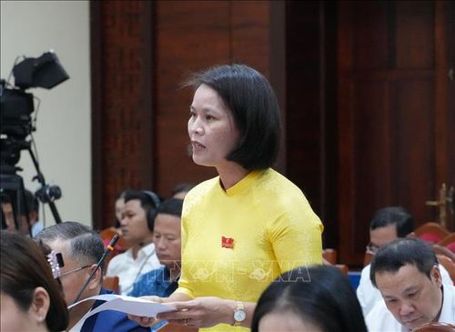 Đại biểu Tạ Thị Thu Hương, Phó Trưởng Ban Văn hóa - Xã hội, HĐND tỉnh Đắk Lắk chất vấn chủ đầu tư về những tồn tại của dự án Bệnh viện Sản Nhi.