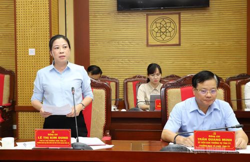 Phó Bí thư Thường trực Tỉnh ủy Lê Thị Kim Dung phát biểu tại hội nghị.