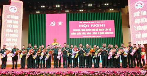 Thủ trưởng Bộ Tư lệnh Quân khu 1 cùng các đồng chí được trao Quyết định bổ nhiệm cán bộ, thăng quân hàm, nâng lương sĩ quan năm 2026.