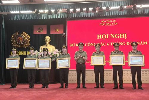 Thừa ủy quyền của Bộ trưởng, Đại tá Nguyễn Thái Bình trao Bằng khen của Bộ Công an tặng các tập thể, cá nhân xuất sắc.