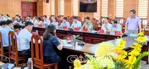 Đồng chí Lê Văn Sử, Phó Chủ tịch UBND tỉnh, phát biểu tại buổi làm việc.