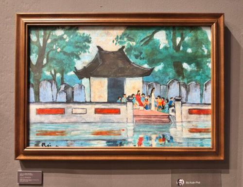Tác phẩm “Thăm Văn Miếu” của danh họa Bùi Xuân Phái (ảnh tư liệu). Nguồn: Cổng TTĐT Sở VH&TT Hà Nội