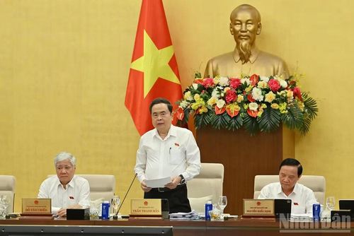 Chủ tịch Quốc hội Trần Thanh Mẫn phát biểu khai mạc phiên họp. (Ảnh: THỦY NGUYÊN)