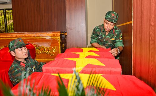 Hài cốt được đặt ở vị trí trang trọng, thiêng liêng