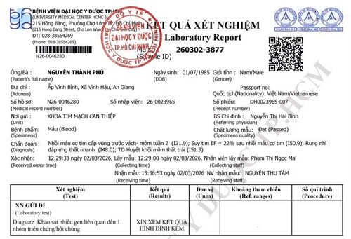 Kết quả đo điện tim và xét nghiệm về bệnh tình của thầy Phú.