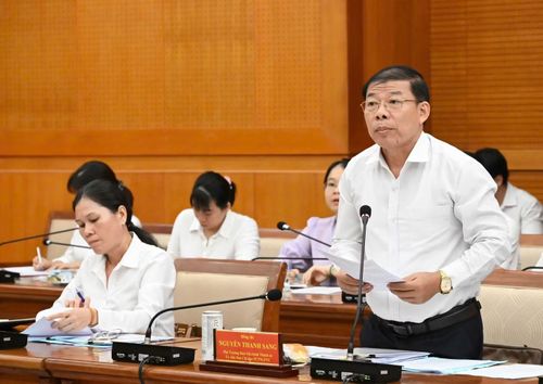 Thành viên Ban Chỉ đạo phát biểu tại phiên họp. Ảnh: Việt Dũng