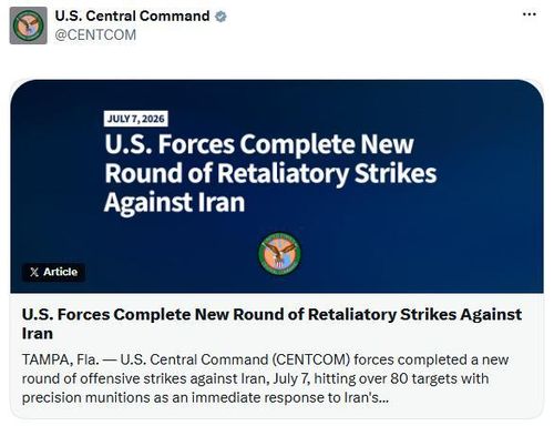 Ảnh chụp màn hình bài đăng trên X của CENTCOM.