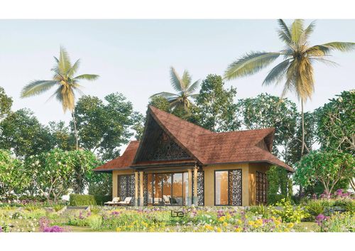 Nét văn hóa cổ Sa Huỳnh với những căn nhà gỗ một tầng được khéo léo chặt lọc để đưa vào kiến trúc của dự án. Ảnh: DNCC.