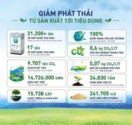 Một số con số ấn tượng về giảm phát thải tại các nhà máy của Tập đoàn TH.