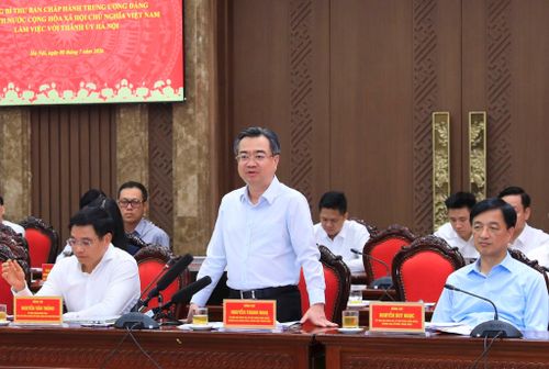 Trưởng ban Chính sách, chiến lược Trung ương Nguyễn Thanh Nghị phát biểu tại buổi làm việc. Ảnh: Quang Thái