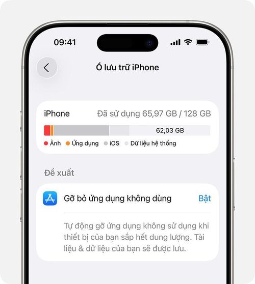  iPhone cũng đã được cập nhật tính năng gỡ bỏ ứng dụng không dùng, người dùng có thể bật tính năng này ngay trong giao diện lưu trữ. 