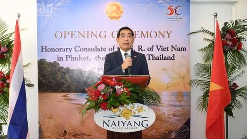 Đại sứ Phạm Việt Hùng nêu bật những bước phát triển trong quan hệ Việt Nam-Thái Lan. (Ảnh: MINH THẮNG)