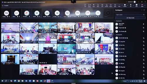 Các điểm cầu địa phương dự hội nghị tập huấn.