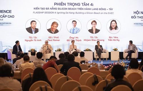 Quang cảnh phiên đối thoại “Kiến tạo Đà Nẵng Silicon Beach trên hành lang Đông – Tây” trong khuôn khổ Tuần lễ Kinh tế, Tài chính và Công nghệ Đà Nẵng 2026. Ảnh XM.