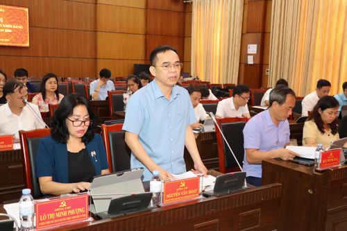 Đồng chí Nguyễn Văn Đoạt, Ủy viên BCH Đảng bộ tỉnh, Phó Chủ tịch UBND tỉnh phát biểu tại hội nghị.