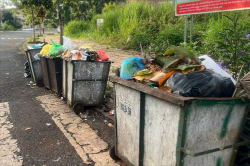 Rác thải sinh hoạt tại một khu dân cư được tập kết để chờ thu gom, chủ yếu nhằm giải quyết tình trạng ứ đọng rác phát sinh hằng ngày