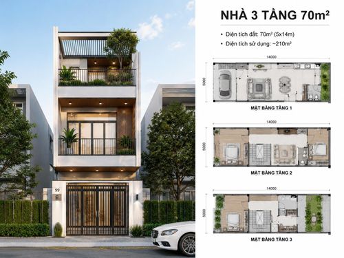 Nhà 3 tầng mái bằng. (Ảnh minh họa: Ai)