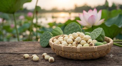 Hạt sen có tác dụng bổ tỳ, dưỡng tâm, ích thận, chỉ tả.