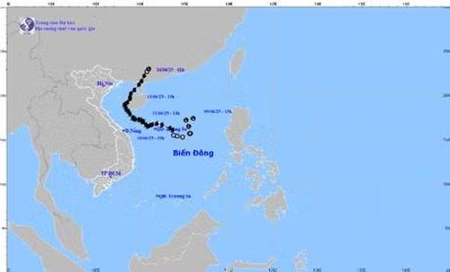 Đường đi của cơn bão số 1.