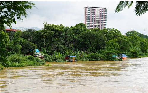 Nước sông Cầu tại khu vực Gia Bảy, trung tâm tỉnh Thái Nguyên sáng 10-7.