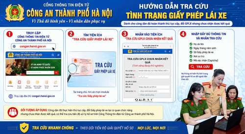 Hướng dẫn tra cứu tình trạng giấy phép lái xe trên cổng thông tin điện tử Công an TP Hà Nội.