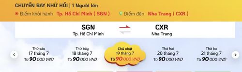 Giá vé TP HCM - Nha Trang chưa bao gồm thuế và phí của Vietjet Air. (Ảnh chụp màn hình)