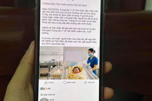 Xã Tiên Điền phát thông báo tìm thân nhân cho bé trai bị bỏ rơi