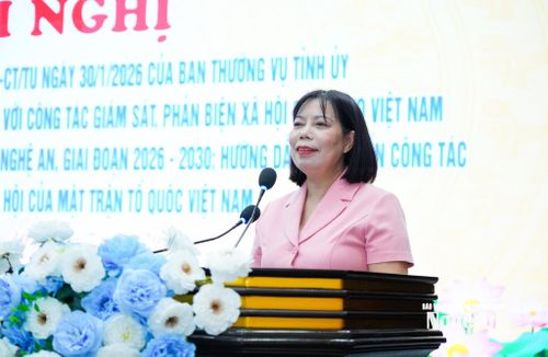 TS. Đặng Thị Hồng - Phó trưởng Ban Dân chủ, Giám sát và Phản biện xã hội Ủy ban Trung ương MTTQ Việt Nam trao đổi tại hội nghị. Ảnh: T.L