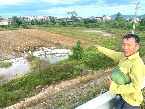 Hơn 1ha đất lúa của người dân xóm Đầu Cầu cũng rơi vào tình cảnh rất khó sản xuất dẫn đến hộ thì bỏ hoang, hộ phải bỏ thêm chi phí lớn mới sản xuất được.