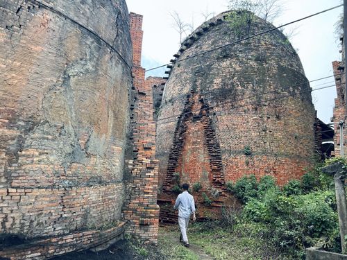  Cây cỏ hoang dại vươn mình, phủ xanh trên mái vòm, ôm lấy lò gạch tạo nên không gian vừa trầm mặc, vừa gợi nhớ một thời vàng son. 
