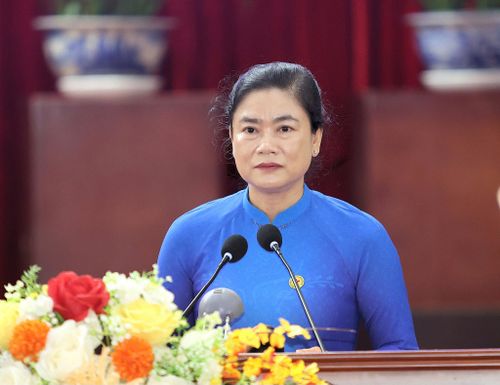 Chủ tịch Trung ương Hội Chữ thập đỏ Việt Nam Đỗ Thị Thu Thảo phát biểu tại đại hội